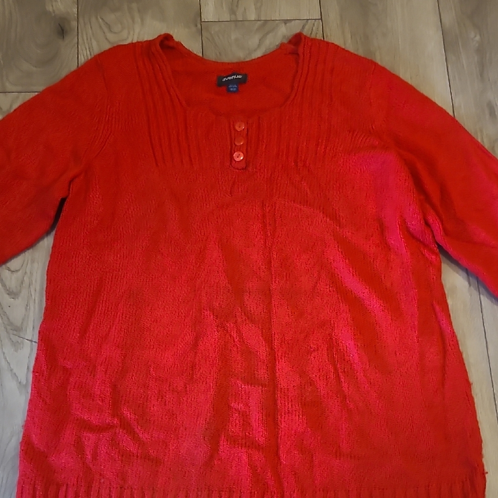 Avenue Bright Red Knit Top